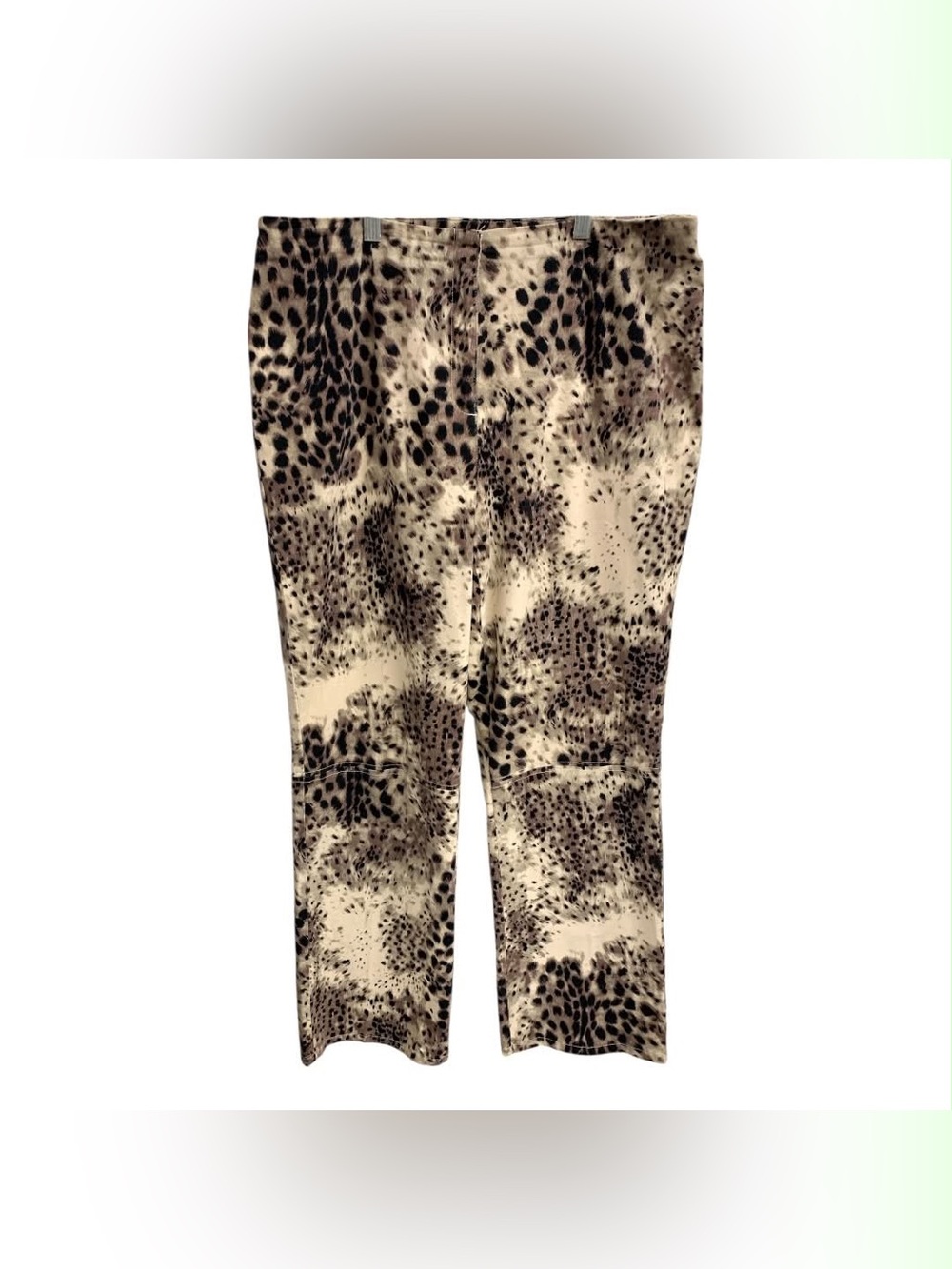 Susan Bristol Animal-Print Wide Leg Pants - Beige & Black Size L